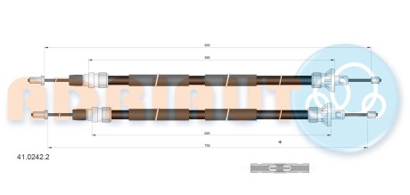 Трос ручного гальма Renault SCENIC (II) (електрич. ручн.) задній компл. ADRIAUTO 41.0242.2