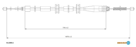 Трос ручного гальма Renault Kangoo II (барабанні гальма) задній ADRIAUTO 41.0283.1