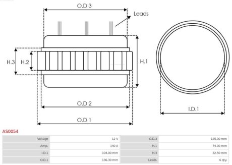 Обмотка генератора AS-PL AS0054