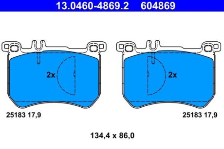 Комплект гальмівних колодок ATE 13.0460-4869.2 (фото 1)