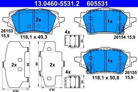 Комплект тормозных колодок ATE 13.0460-5531.2