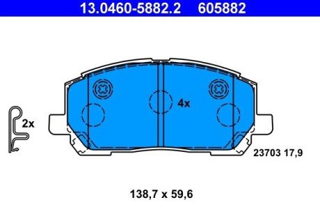 Гальмівнi колодки дисковi Lexus RX300 00-> ATE 13.0460-5882.2