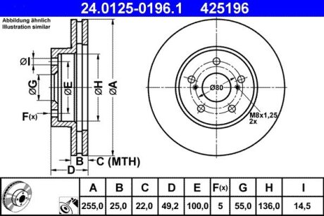 Гальмівний диск ATE 24.0125-0196.1