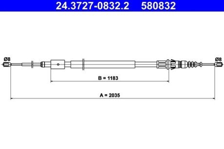 Трос стоянкової гальмівної системи ATE 24.3727-0832.2 (фото 1)