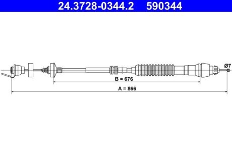 Трос сцепления ATE 24.3728-0344.2