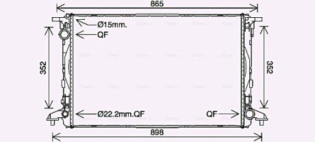 Радіатор охолодження двигуна Audi A4 (15-18), A5 (16-), A6 Hybrid (18-), Q5 Hybrid (19-) 2.0 TFSi, 3.0 TFSi, Tdi AVA AVA COOLING AI2412