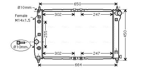 Радіатор охолодження двигуна AVA COOLING DWA2068