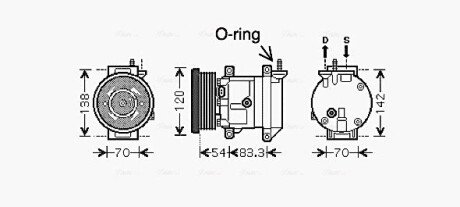 Компрессор кондиционера CHEVROLET AVEO, LACETTI, NUBIRA (выр-во AVA) AVA COOLING DWAK071