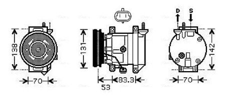 Компрессор кондиционера DAEWOO LANOS 97-1.3-1.6 (выр-во AVA) AVA COOLING DWAK080