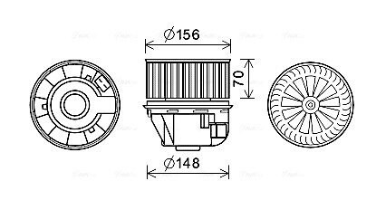 Вентилятор обігрівача салону Ford Focus (13-20), C-MAX (11-19) AVA AVA COOLING FD8633