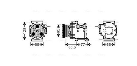 Компрессор кондиционера Ford Fiesta Fusion 1,25-1,6i, Fiesta 1,25-1,6i 08> AVA AVA COOLING FDAK434 (фото 1)