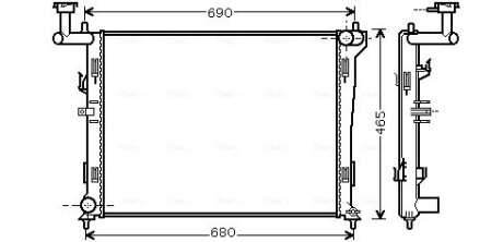 Радіатор охолодження двигуна Hyundai Elantra (07-) 1,6i 2,0i MT, i30 1,4i 1,6i (07-) MT AVA AVA COOLING HYA2179