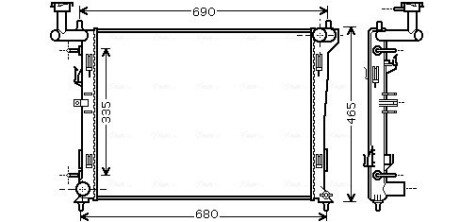 Радиатор охлаждения двигателя Hyundai Elantra (06-11), i30 (07-12) AT AVA COOLING HYA2180