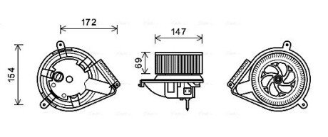 Вентилятор обігрівача салону MB Sprinter, VW LT 96>06 AVA AVA COOLING MS8616