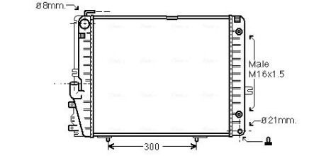 Радиатор охлаждения двигателя MB W124 MT/AT + AC 89-96 (Ava) AVA COOLING MSA2072