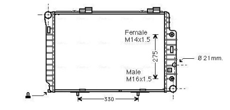 Радіатор охолодження двигуна MB C-class (W202) (96-02) AT AVA AVA COOLING MSA2174 (фото 1)