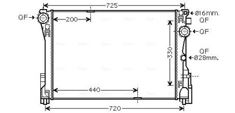 Радіатор охолодження двигуна MB C204 1,6i 1,8i 2,2CDI, E212 2,0i 08> AVA AVA COOLING MSA2575