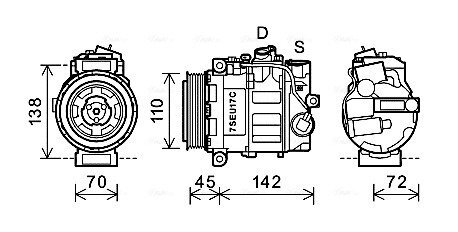 Компрессор C180 2.0 i * (W203) 00-02 (AVA) AVA COOLING MSAK615