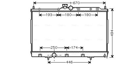 Радіатор охолодження MITSUBISHI OUTLANDER (CU2, 5W) (03-) (аналог MTА2183) (AVA) AVA COOLING MT2183