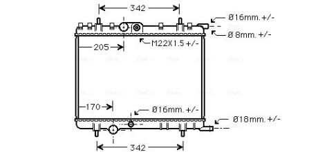 Радиатор охлаждения двигателя 206/307/C4/Xsara/BERLINGO (Ava) AVA COOLING PE2300 (фото 1)