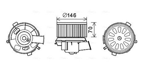 Вентилятор отопителя салона Peugeot 206 (00-), 307 (00-) auto AC AVA AVA COOLING PE8378