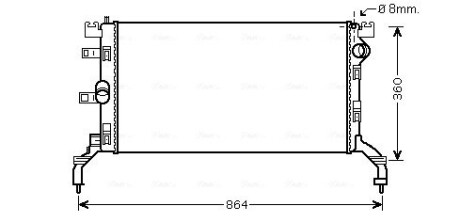 Радіатор охолодження RENAULT LAGUNA III (07-) 2.0 dCi (Ava) AVA COOLING RT2415
