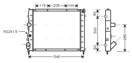 Радіатор охолодження двигуна KANGOO 15D/19D MT -AC 97- (Ava) AVA COOLING RTA2215