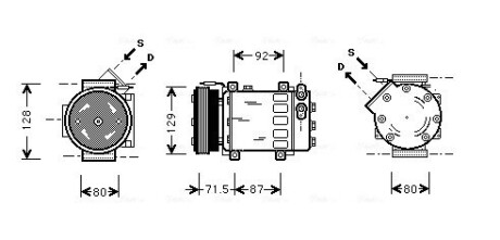 Компрессор кондиционера DACIA LOGAN (2005)/ RENAULT MEGANE (1996) (выр-во AVA) AVA COOLING RTAK281