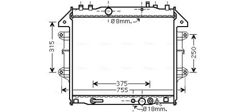 Радіатор охолодження двигуна TOYOTA HI-LUX VII (AN10, AN20) (05-) (Ava) AVA COOLING TO2496