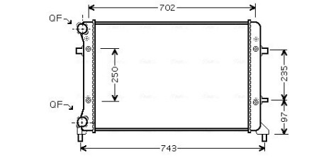 Радіатор охолодження двигуна GOLF5/TOURAN/A3 14/16 03- VW2204 (Ava) AVA COOLING VN2204 (фото 1)