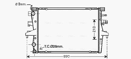 Радіатор охолодження двигуна VW T5 1,9TDI MT AC+/- 03>10 AVA AVA COOLING VN2230