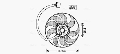 Вентилятор радиатора Audi; Seat; Skoda; VW (290 мм) (выр-во AVA) AVA COOLING VN7522