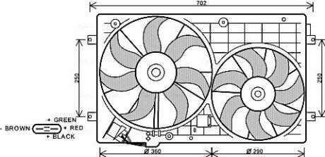 Вентилятор охлаждения радиатора Audi A1, A3 (04-)/Skoda Octavia (04-)/VW Golf (0 AVA COOLING VN7528 (фото 1)