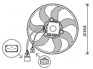 Вентилятор радіатора охолодження двигуна Skoda Octavia II AC+ 04>12 AVA AVA COOLING VN7534 (фото 1)