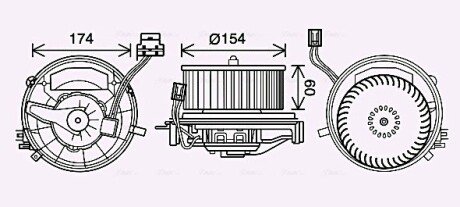 Вентилятор обогревателя салона VW Golf VII (13-) 1.4TSi 1.2TSi 2.0TDi 1.6TDi 1.6i AVA AVA COOLING VN8399