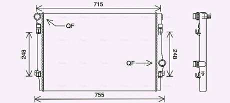 Радіатор охолодження двигуна VAG Tiguan 2,0i 16>, Passat 1,8i 2,0i 15>, Golf VII 2,0i 13>, Audi Q3 19> AVA AVA COOLING VNA2336