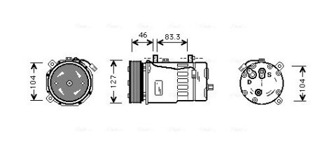 Компресор кондиціонера VW T4 (AVA) AVA COOLING VNAK050 (фото 1)