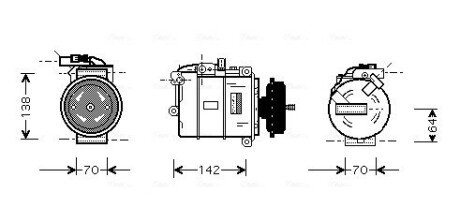 Компрессор кондиционера VW Multivan 2,5TDI 03>10, Touareg 2,5TDI 5,0TDI 02>10, Phaeton 5,0TDI 02> AVA AVA COOLING VNAK087