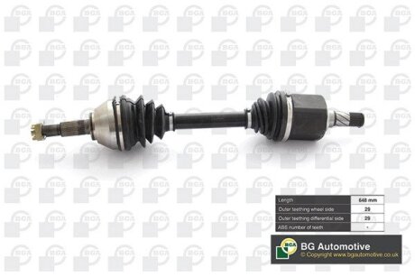 Піввісь Nissan Qashqai 2.0dCi 07-14 (29/29) 650mm Л. BGA DS6317L