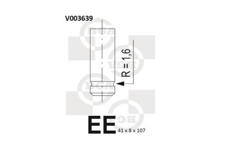 Клапан впуск (41х8х107) Suzuki Vitara/grand Vitara 2.0 -01/Mazda E2200 2.2 -03 BGA V003639