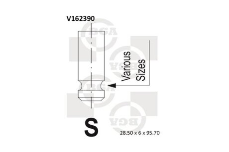 Клапан впуск. SONATA/TUCSON/CEED/SPORTAGE/MAGENTIS/i30/ACCENT 1.5-2.0D 02- BGA V162390