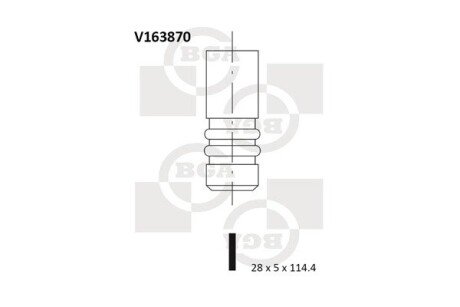 Клапан двигателя впуск. Insignia 10-/Alfa Romeo 159 08-10 1.9-2.4 JTD (114.4x28x5) BGA V163870