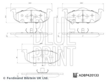 Комплект гальмівних колодок з 4 шт. дисків BLUE PRINT ADBP420133