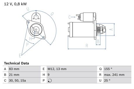 Стартер (восстановленный)) MB W114 /S123 /W116 Audi 100 -82 BOSCH 0 986 010 110