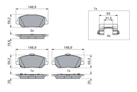 Комплект гальмівних колодок BOSCH 0 986 424 862