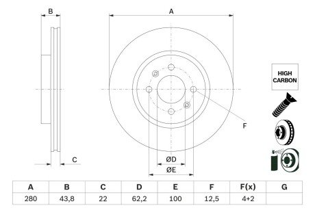 ДИСК тормозной передний HC-Coated BOSCH 0 986 479 E98