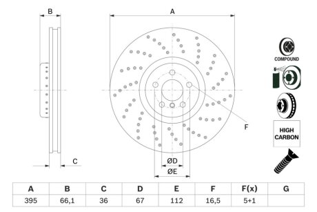 ДИСК ПЕРЕДОЙ ПРАВЫЙ COMPOUND BOSCH 0 986 479 F55