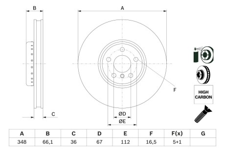 ДИСК ПЕРЕДНIЙ ПРАВИЙ COMPOUND BOSCH 0 986 479 F59