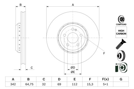 Диск тормозной BOSCH 0 986 479 G35