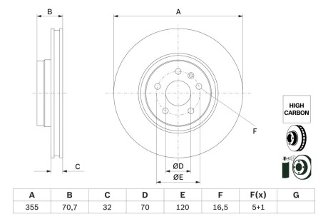 ДИСК тормозной передний BOSCH 0 986 479 G54